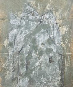 Modern abstract artwork using mixed media using recycled paper and card.