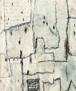Modern abstract artwork using mixed media using recycled paper and card.
