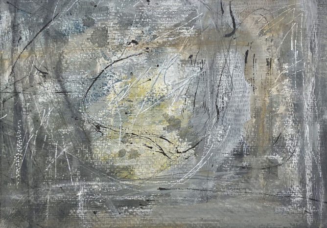 Abstract wall art using mixed media on watercolour paper.