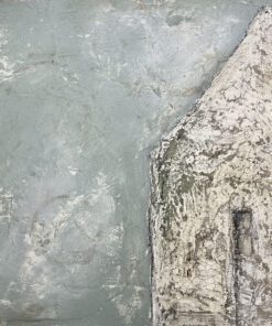 Modern abstract artwork using mixed media using recycled paper and card.
