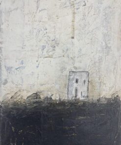 Abstract wall art using mixed media on recycled materials.