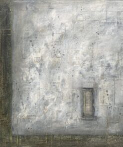 Modern abstract artwork using mixed media using recycled board and paper.